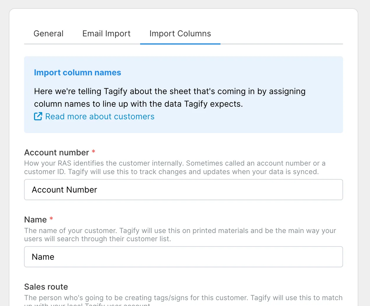 Import columns