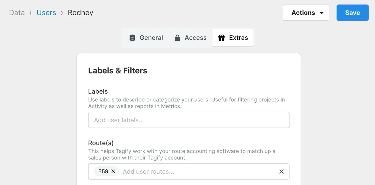 User labels