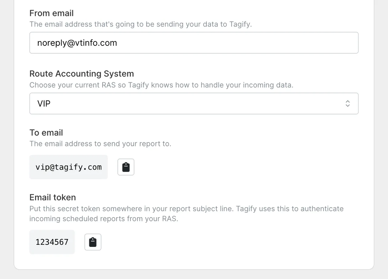 RAS email settings