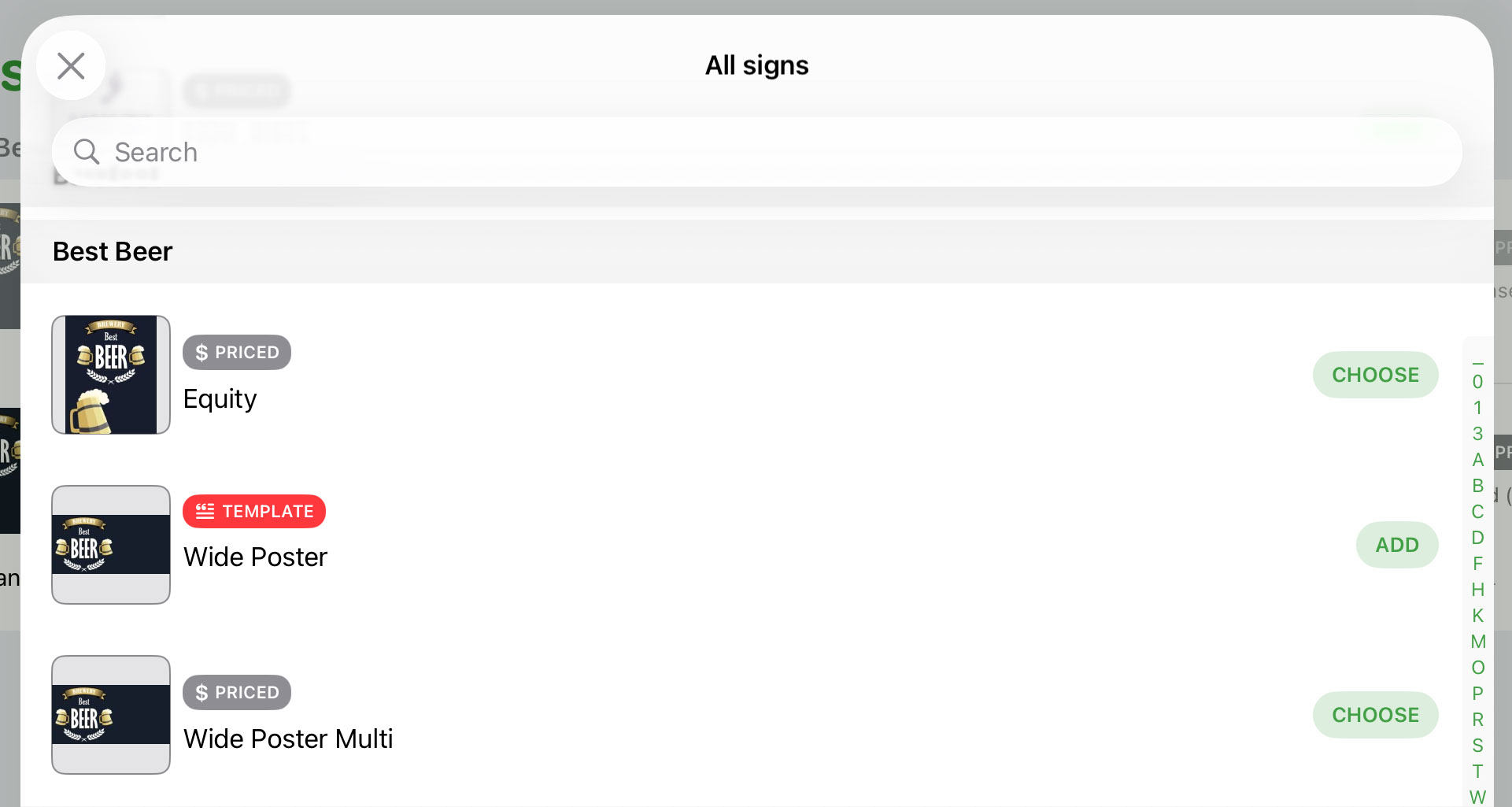 Sign list