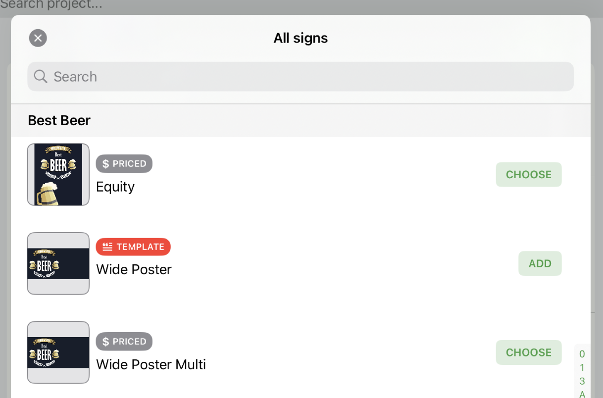 Sign list