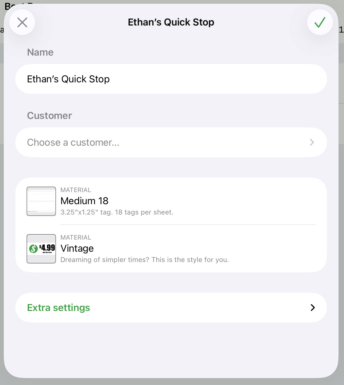 Tag project settings