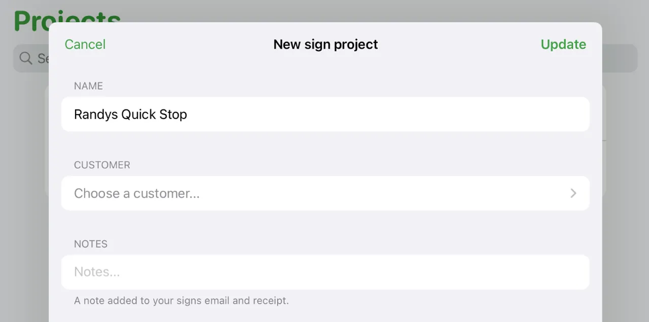 Sign project settings