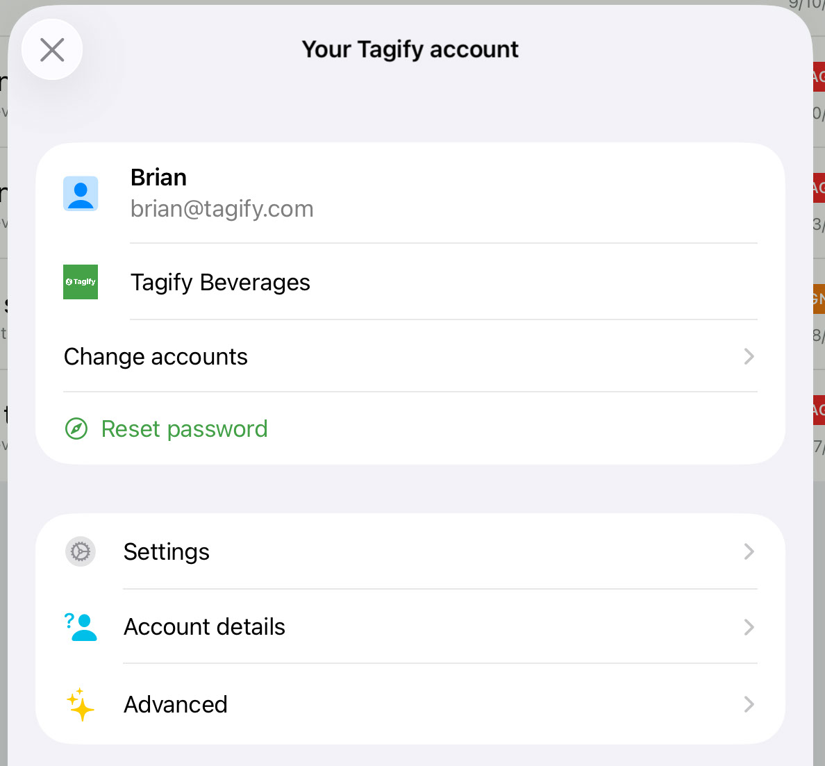 Your account