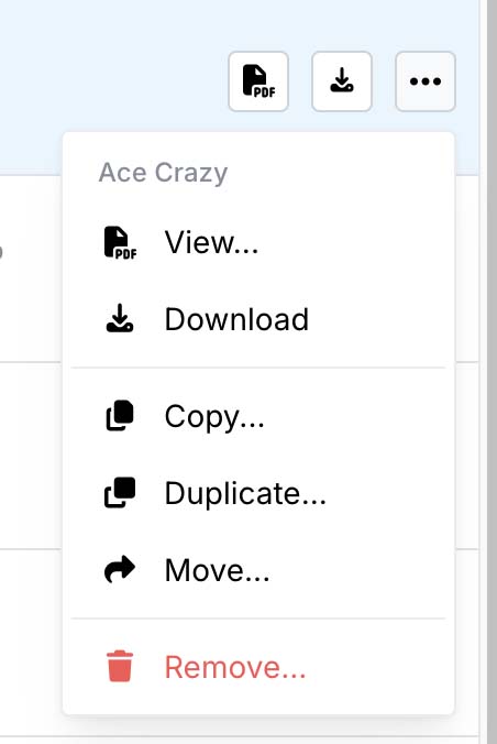 Project actions