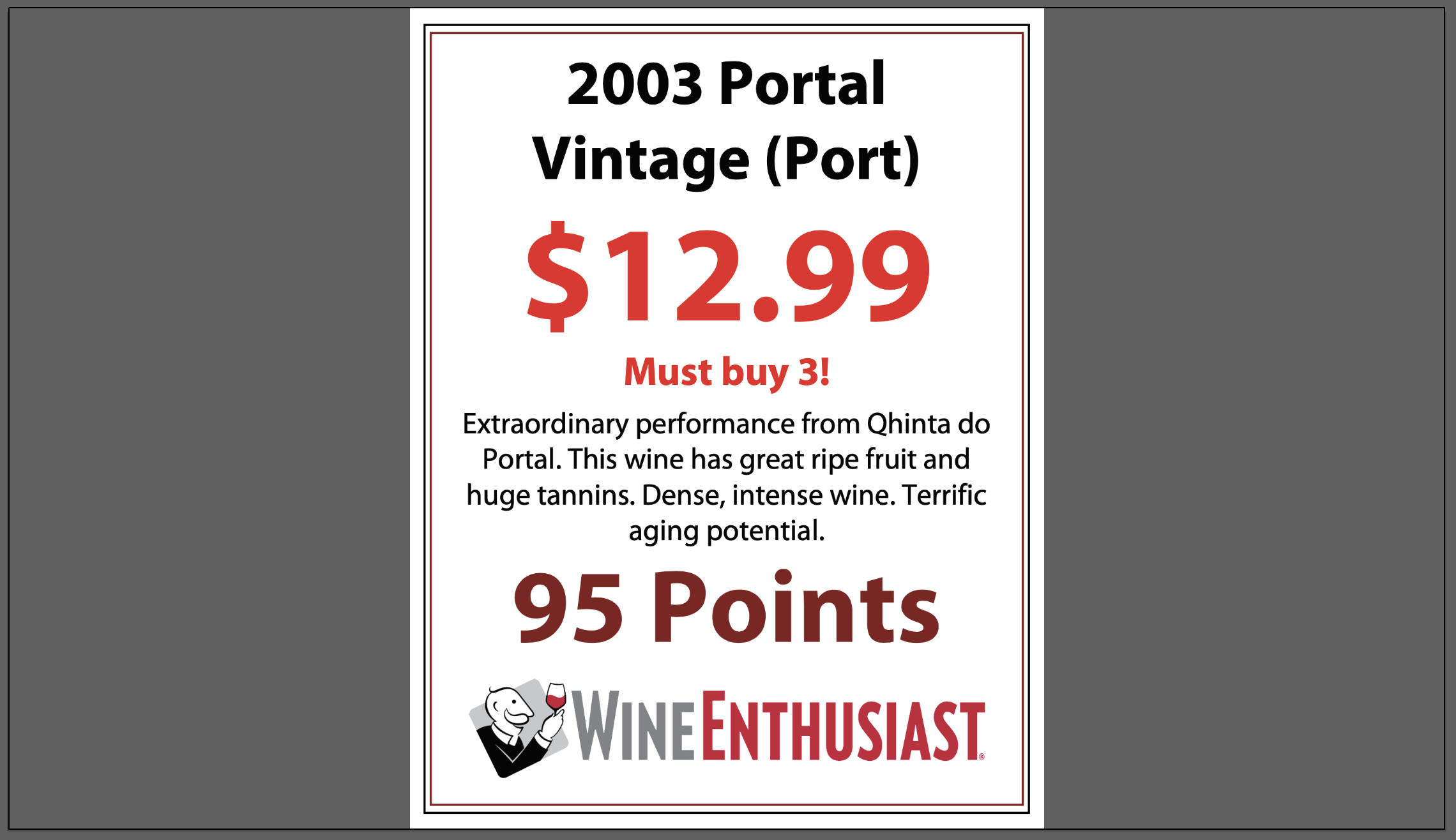 Wine details priced